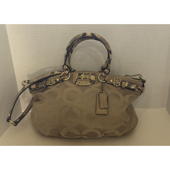 Coach 18650 Signature Madison Satin Satchel Shoulder Hand Bag Purse Python - Picture 1 of 12